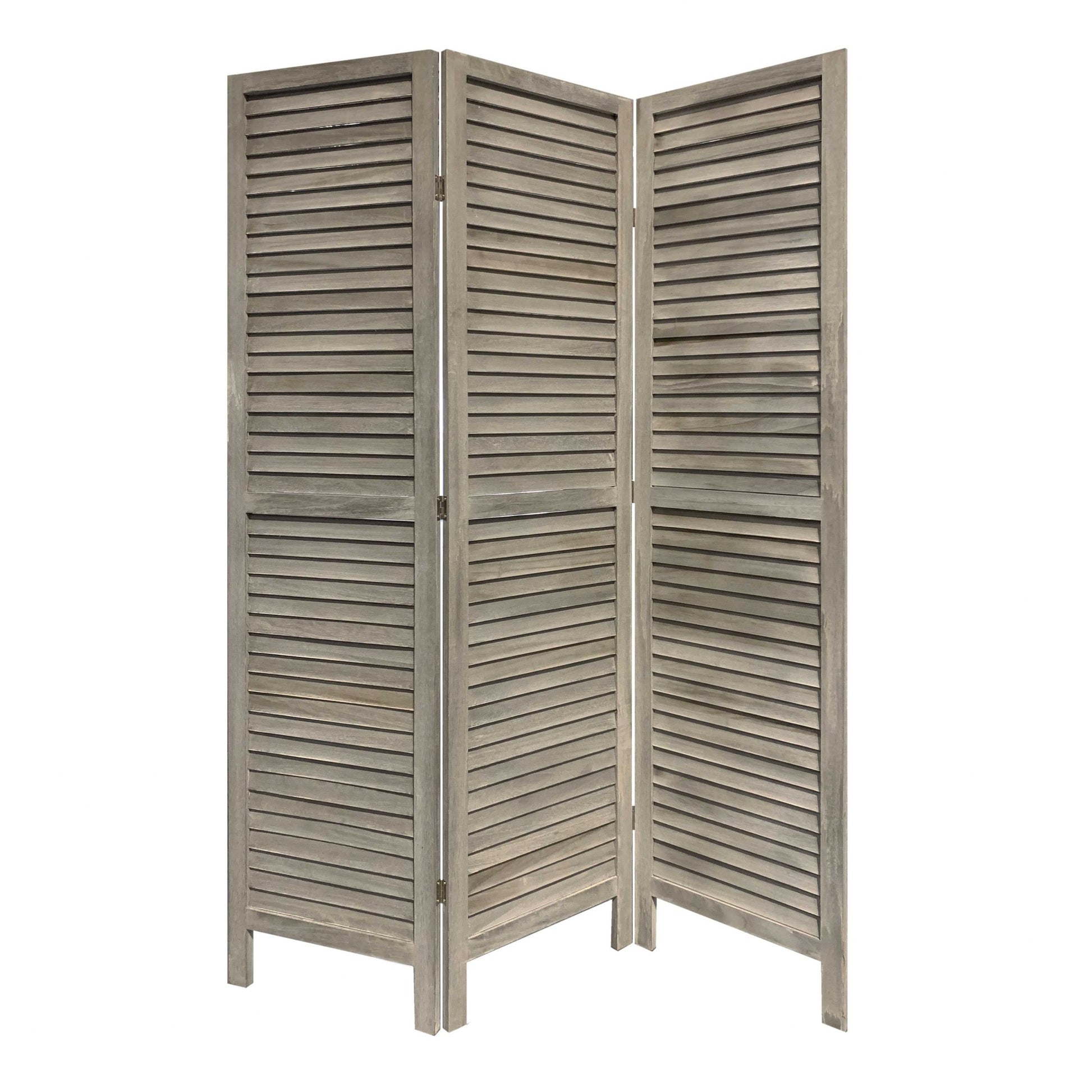 3 Panel Grey Shutter Screen Room Divider-Room Dividers-DECOROLALA