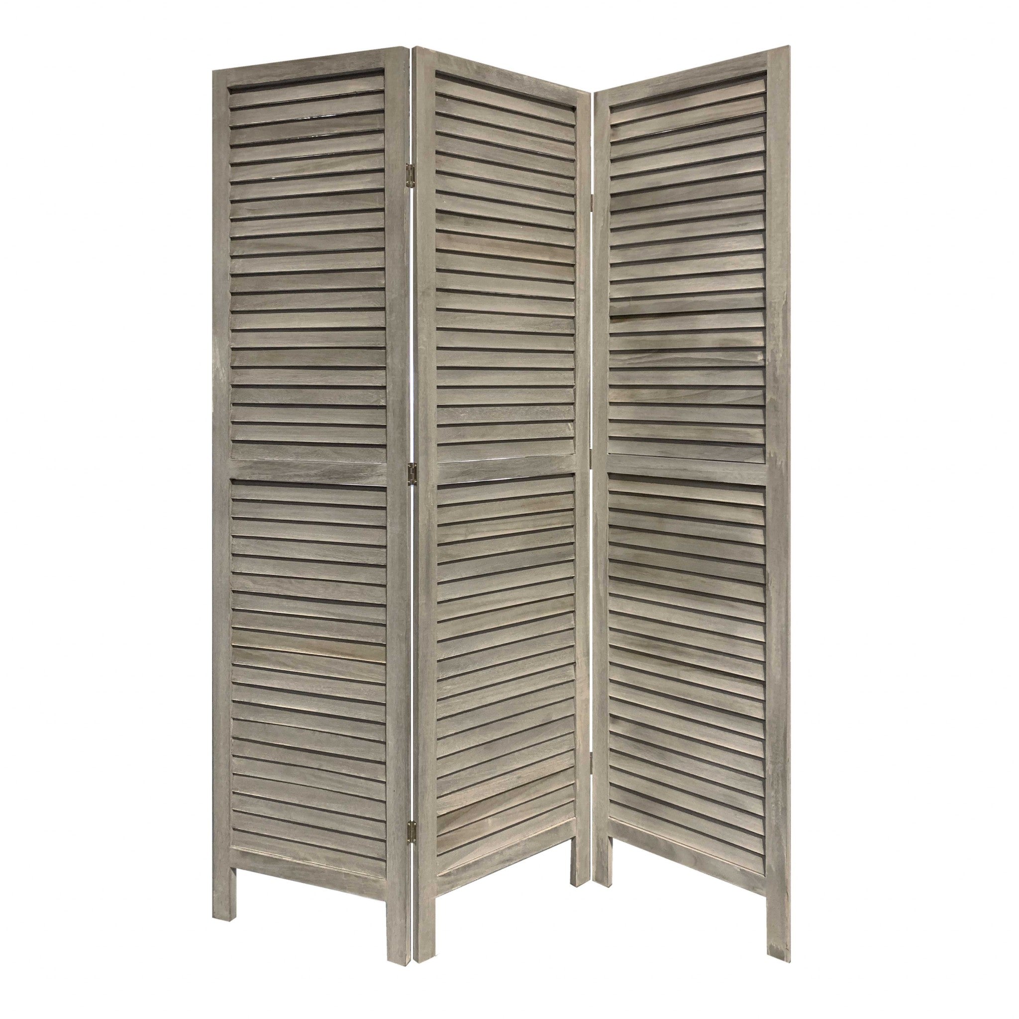 3 Panel Grey Shutter Screen Room Divider-Room Dividers-DECOROLALA