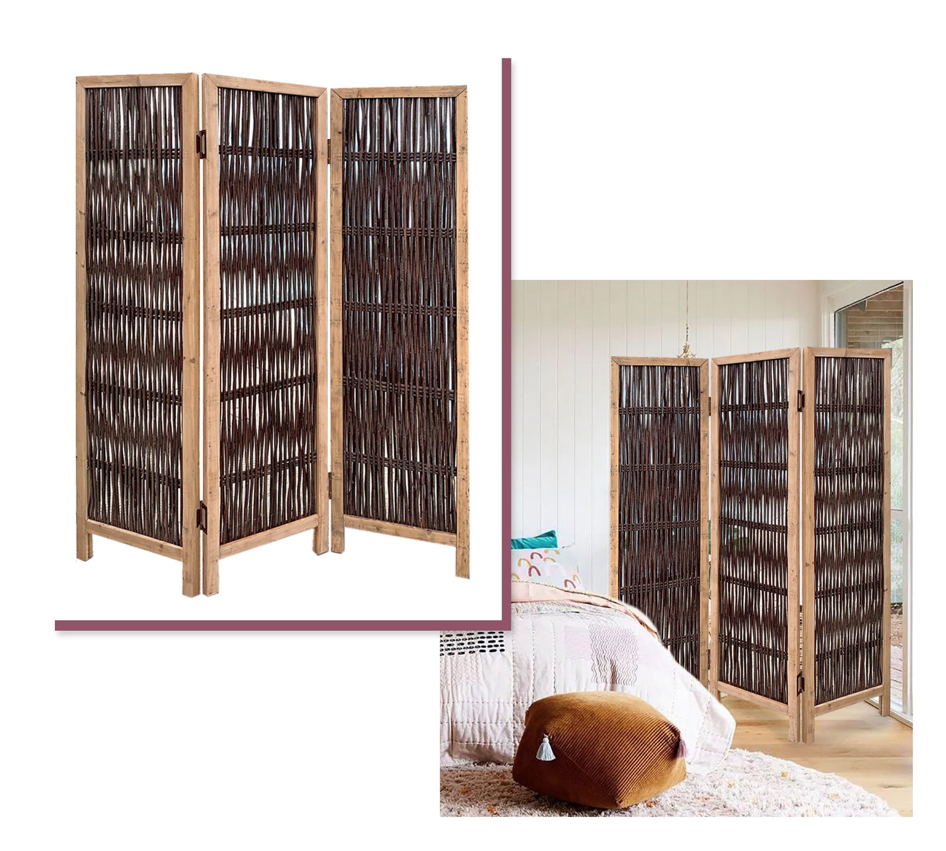 3 Panel Kirkwood Room Divider With Interconnecting Branches Design-Room Dividers-DECOROLALA
