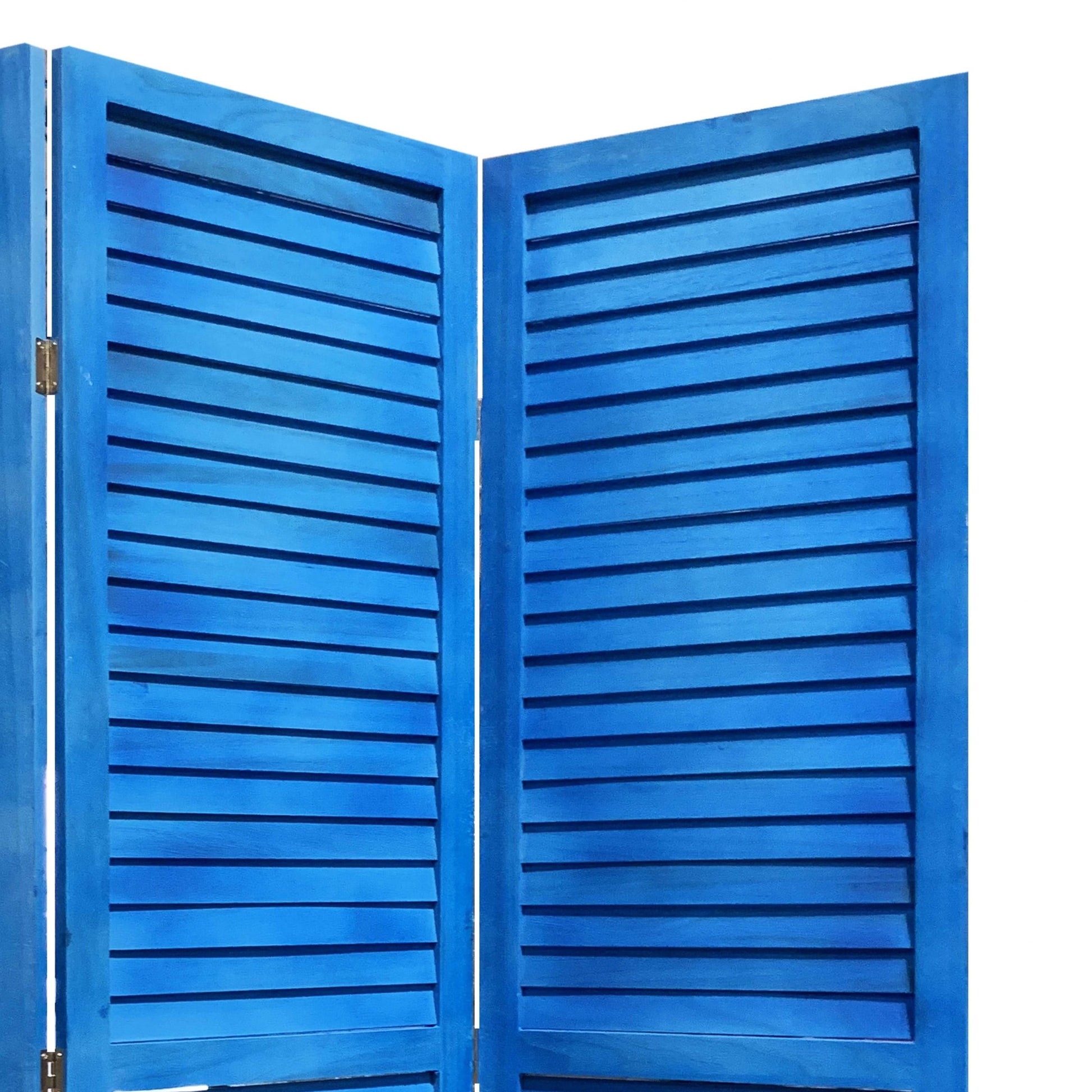 3 Panel Light Blue Shutter Screen Room Divider-Room Dividers-DECOROLALA