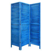 3 Panel Light Blue Shutter Screen Room Divider-Room Dividers-DECOROLALA