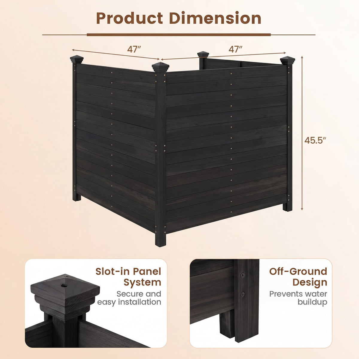 3-Panel Outdoor Privacy Air Conditioner Fence for Outside-Black-Outdoor Privacy Screens-DECOROLALA