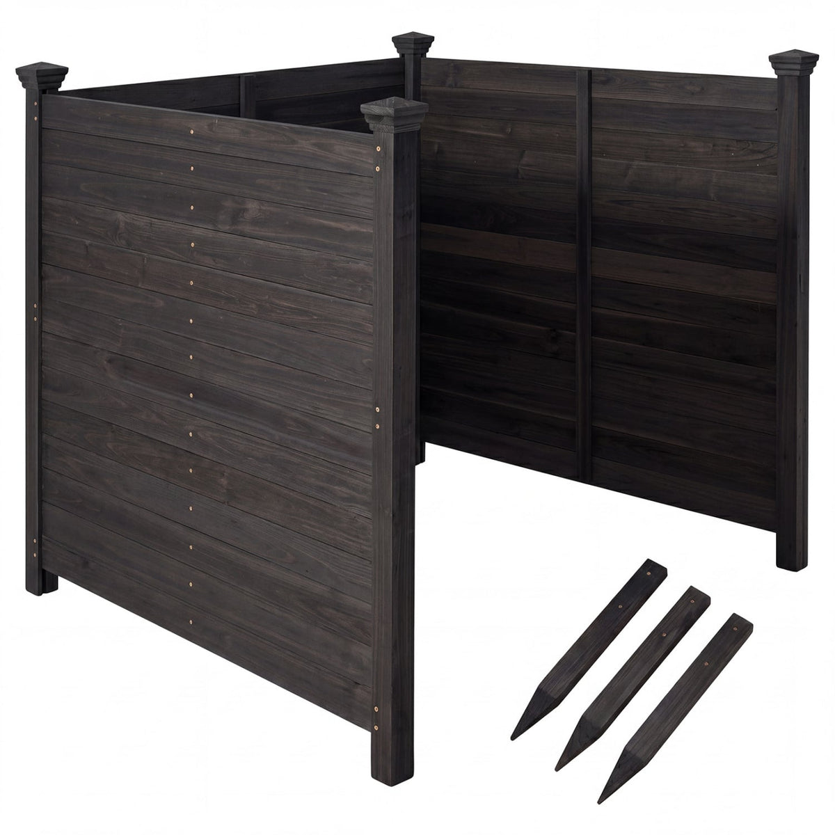 3-Panel Outdoor Privacy Air Conditioner Fence for Outside-Black-Outdoor Privacy Screens-DECOROLALA