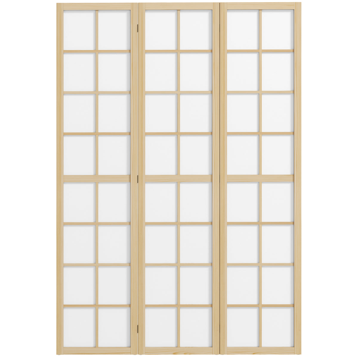 3-Panel Room Divider - 5.6 ft Pine Wood Folding Screen-Home Furnishings > Living Room Furniture > Room Dividers-DECOROLALA