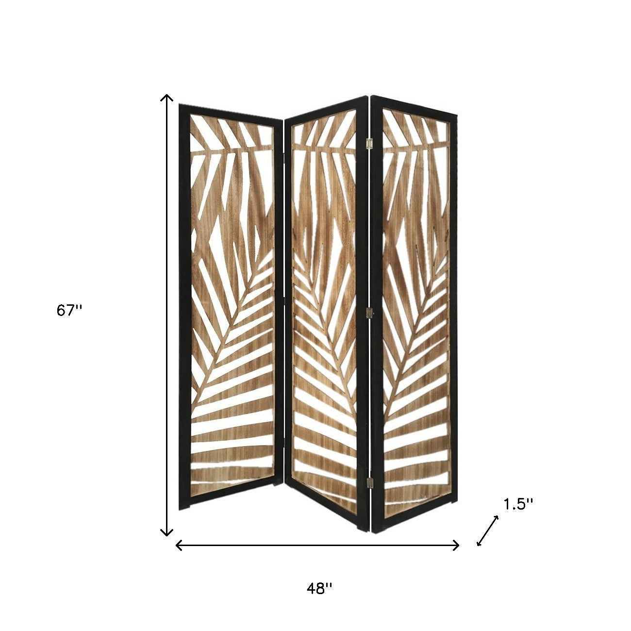 3 Panel Room Divider With Tropical Leaf Design-Room Dividers-DECOROLALA