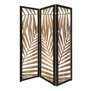 3 Panel Room Divider With Tropical Leaf Design-Room Dividers-DECOROLALA