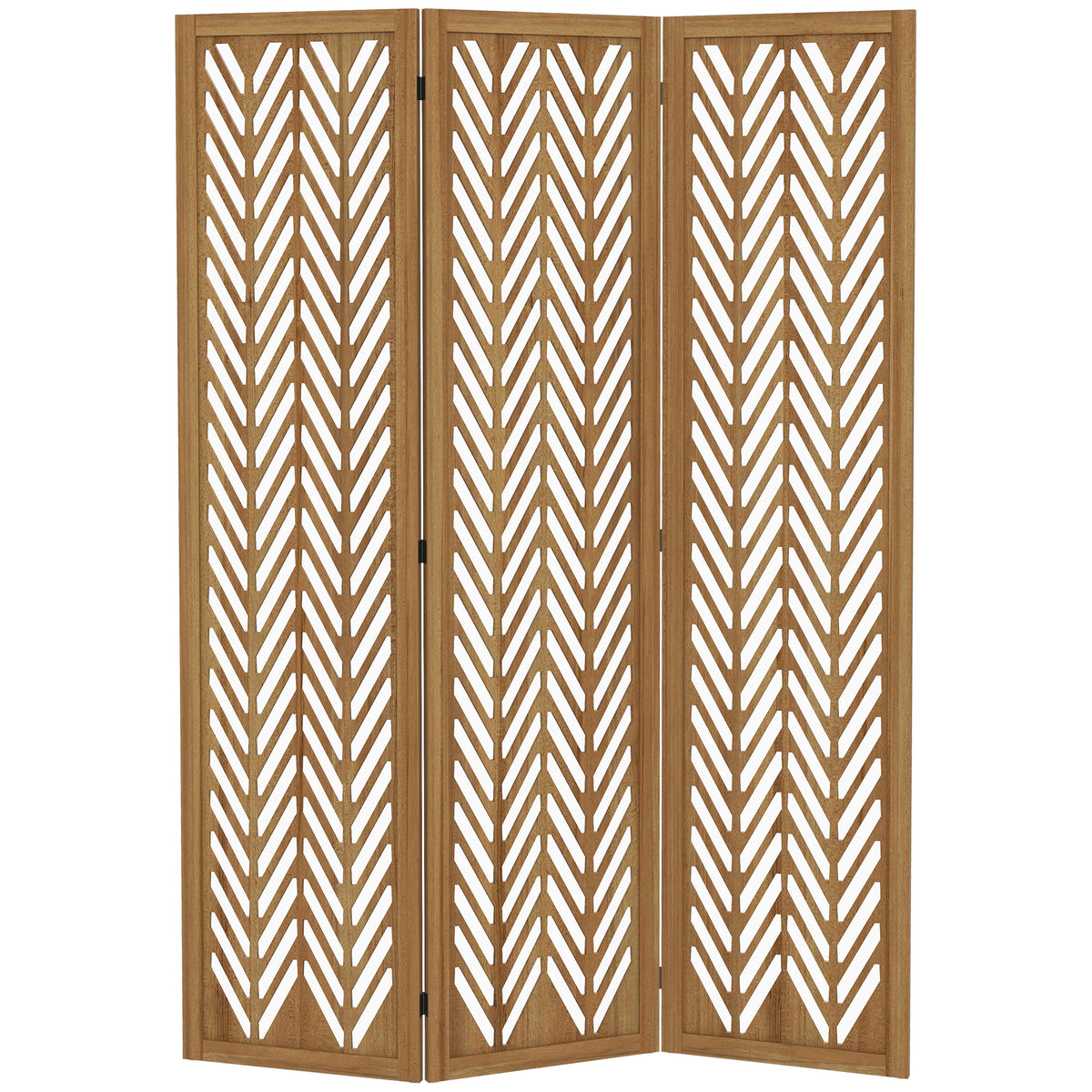 3-Panel Wood Room Divider - 5.6ft Tall Light Brown-Home Furnishings > Living Room Furniture > Room Dividers-DECOROLALA