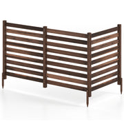 3-Panel Wooden Outdoor Privacy Fence with Ground Stakes-Brown-Outdoor Privacy Screens-DECOROLALA