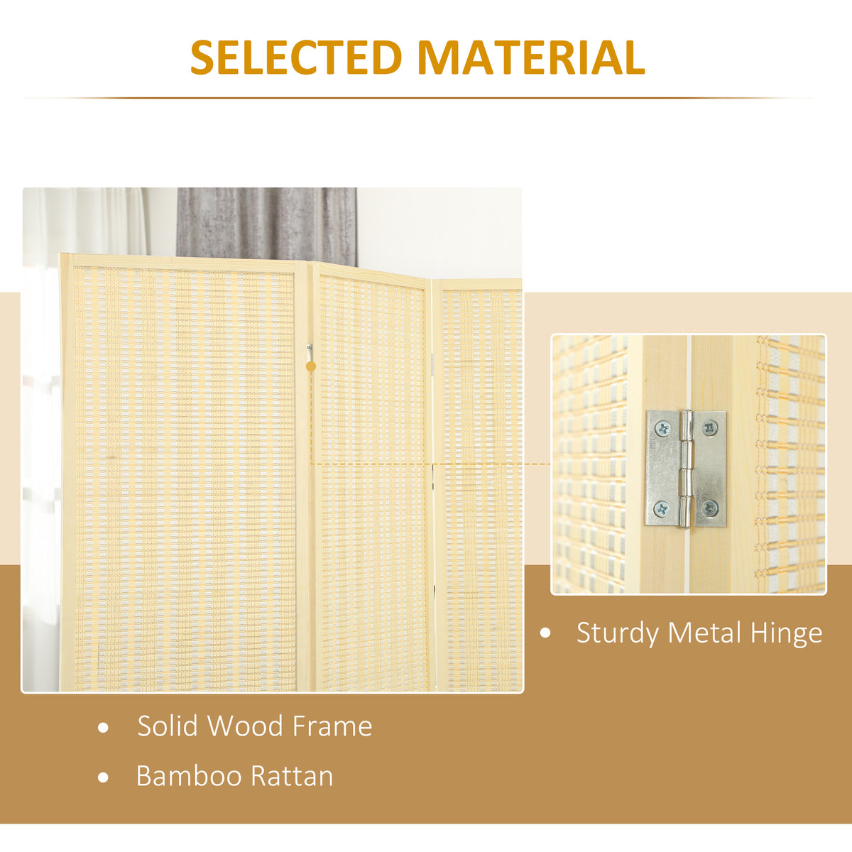 3-Panel Woven Bamboo Room Divider - Natural Wood 71" H-Home Furnishings > Living Room Furniture > Room Dividers-DECOROLALA