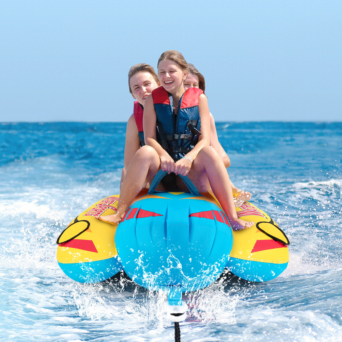 3-Person Inflatable Banana Boat with 3 EVA-padded Seats and Handles-Water Sports-DECOROLALA
