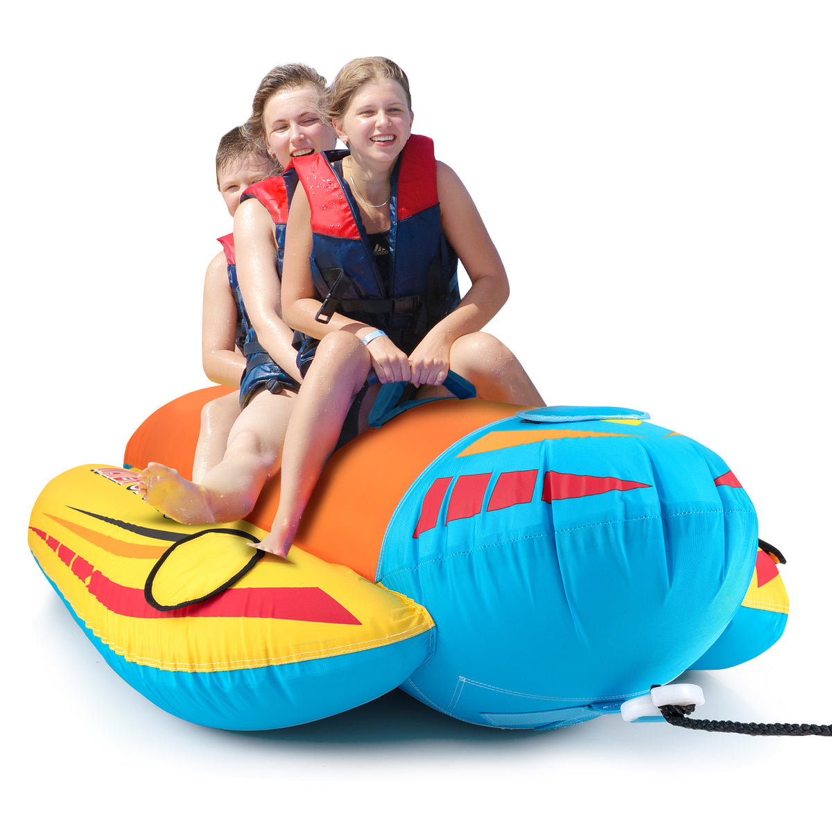 3-Person Inflatable Banana Boat with 3 EVA-padded Seats and Handles-Water Sports-DECOROLALA