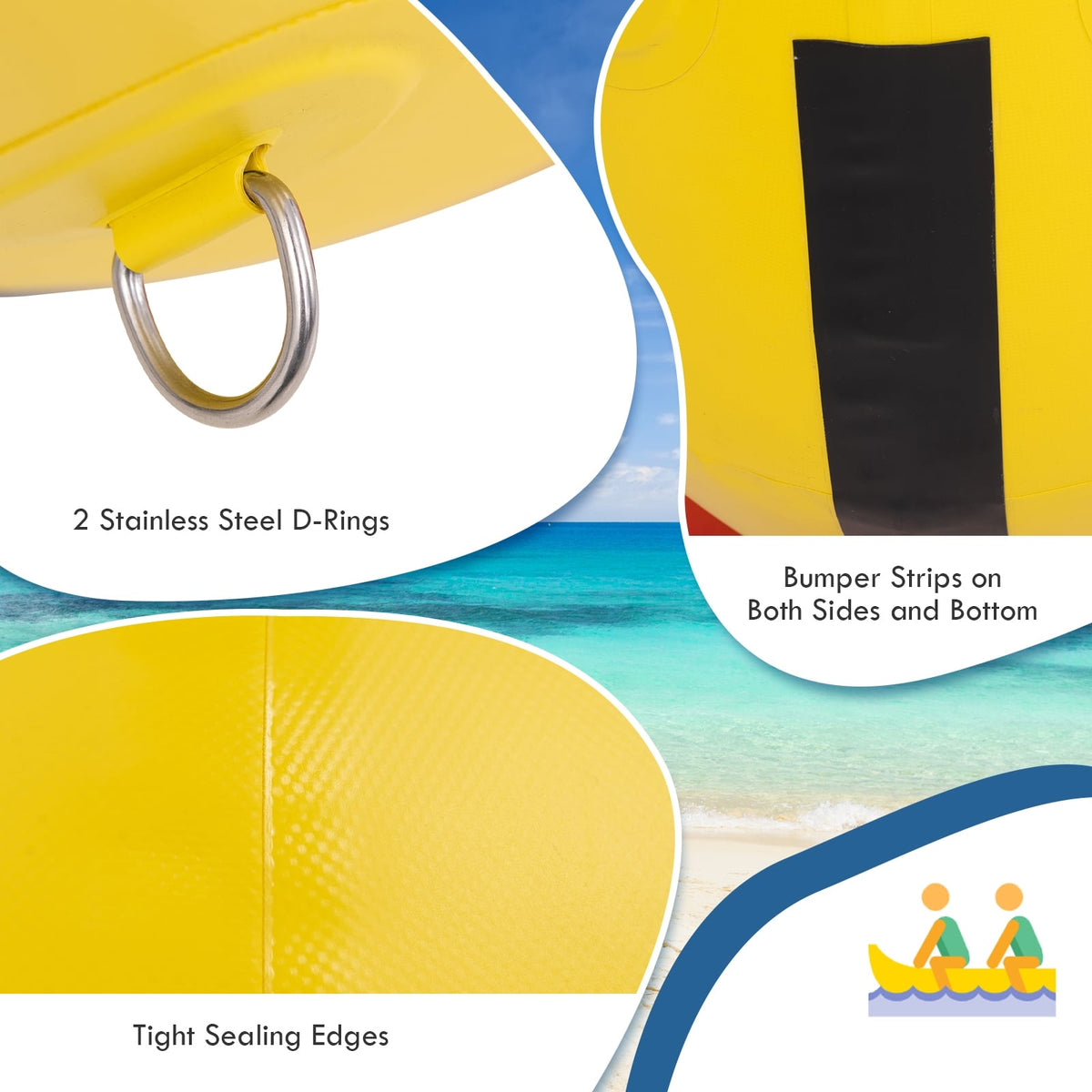 3-Person Inflatable Banana Boat with Electric Air Pump Carrying Bag and Repair Kit-Water Sports-DECOROLALA