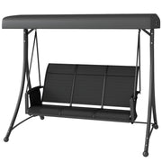 3 Person Outdoor Swing Chair - Black Adjustable Canopy-DECOROLALA