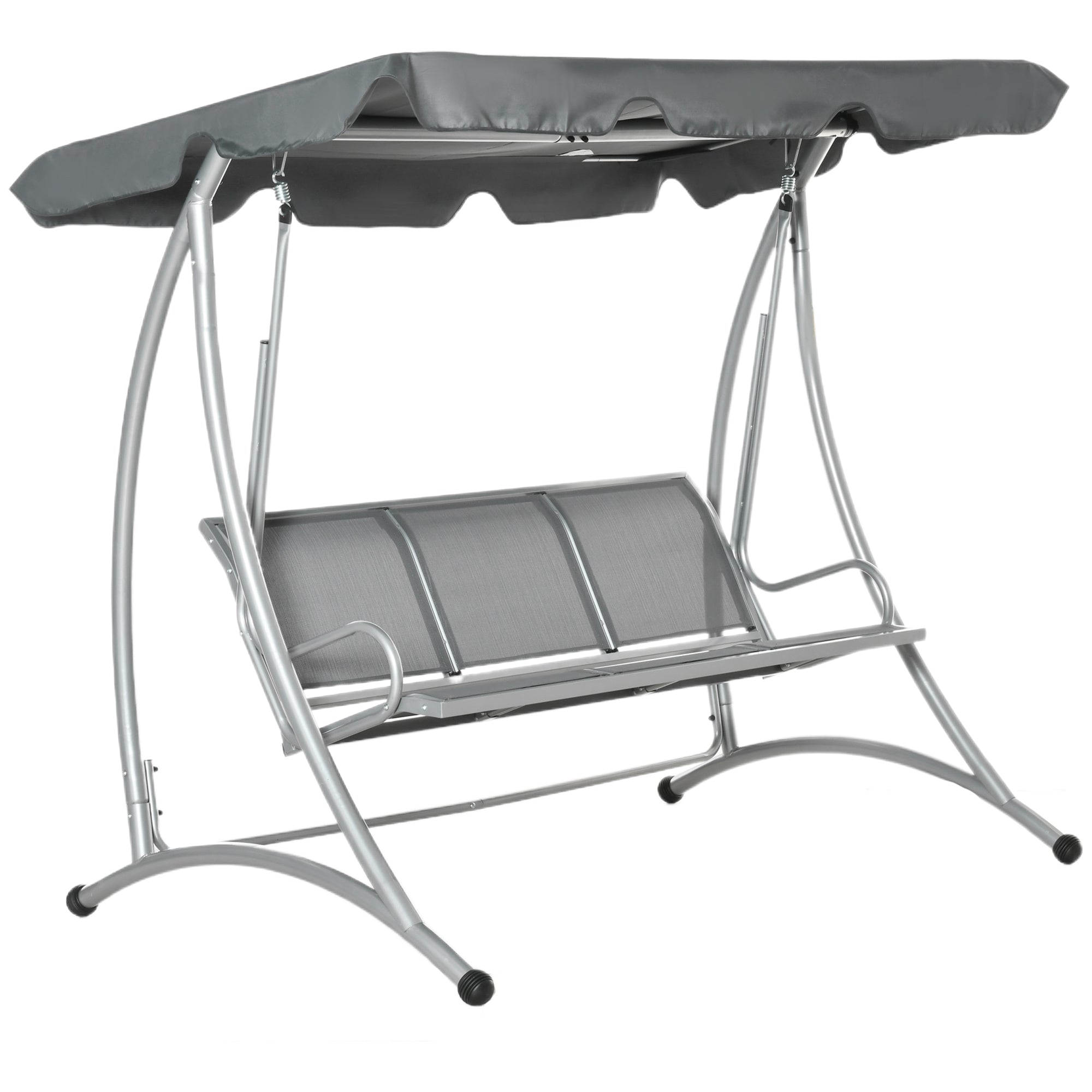 3 Person Patio Swing Canopy Dark Grey 616lbs-DECOROLALA