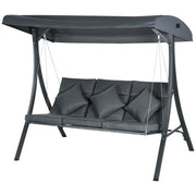 3-Person Patio Swing Chair - Dark Grey Canopy-DECOROLALA