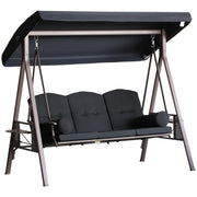 3-Person Patio Swing with Canopy - Black-DECOROLALA