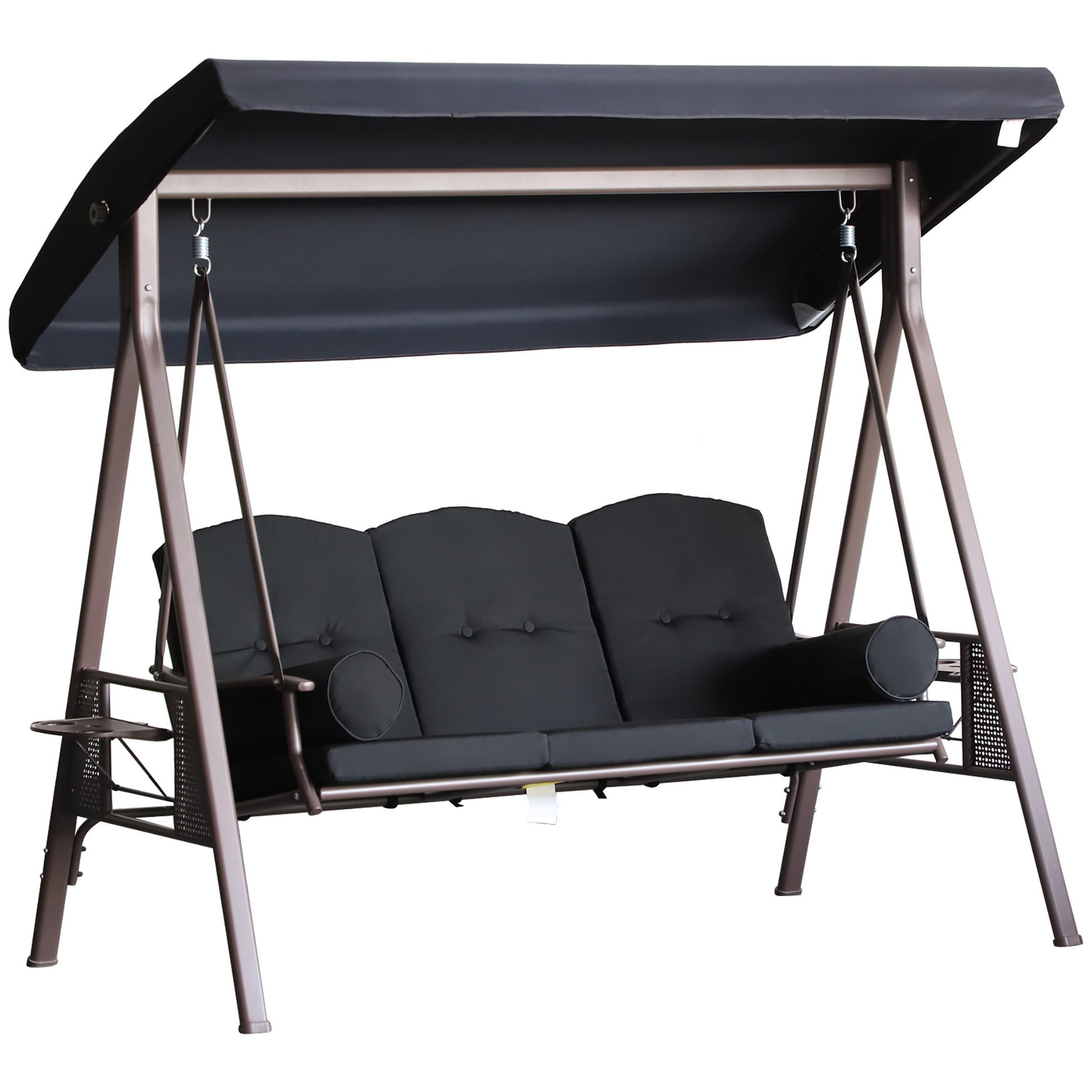 3-Person Patio Swing with Canopy - Black-DECOROLALA