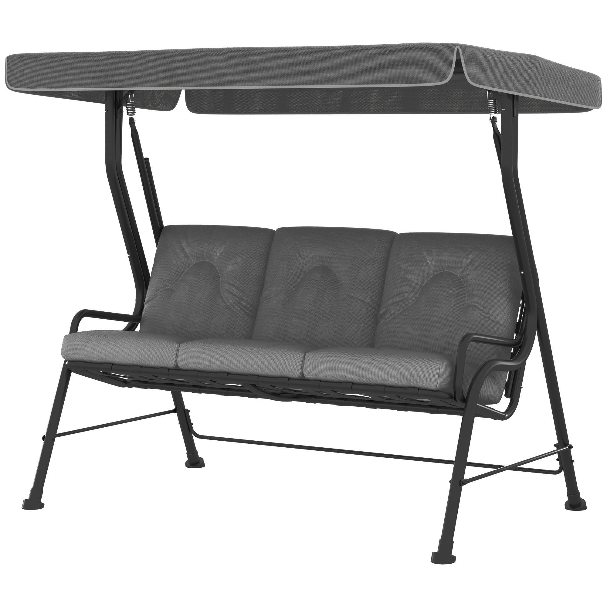 3-Person Patio Swing with Canopy - Light Grey-DECOROLALA