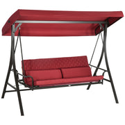 3-Person Porch Swing Bed 2-in-1 Convertible Red-DECOROLALA