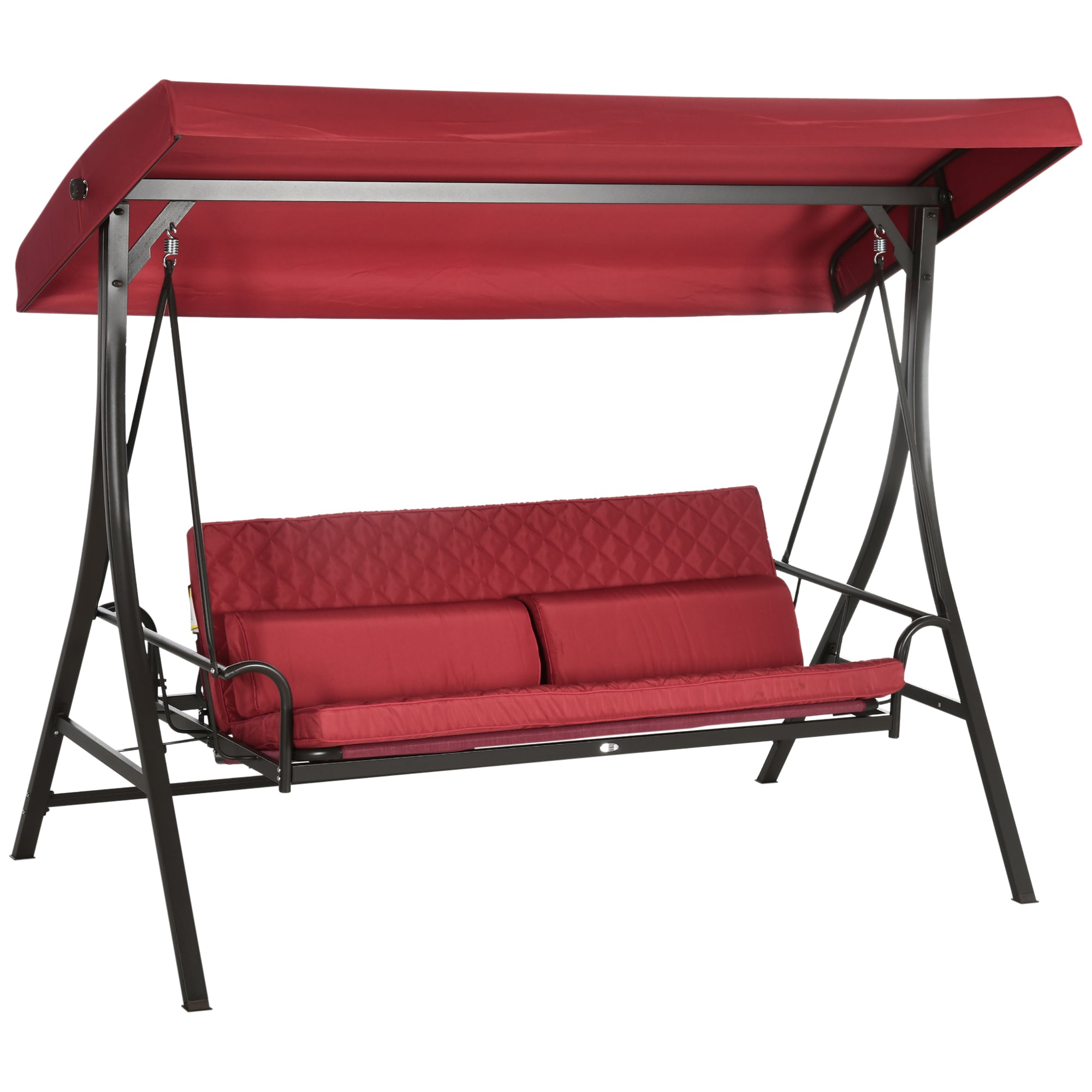 3-Person Porch Swing Bed 2-in-1 Convertible Red-DECOROLALA
