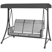 3 Person Porch Swing Chair Adjustable Canopy Mixed Grey-DECOROLALA