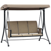 3 Person Porch Swing Outdoor Chair Canopy Brown-DECOROLALA