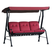 3-Person Porch Swing - Wine Red Canopy-DECOROLALA