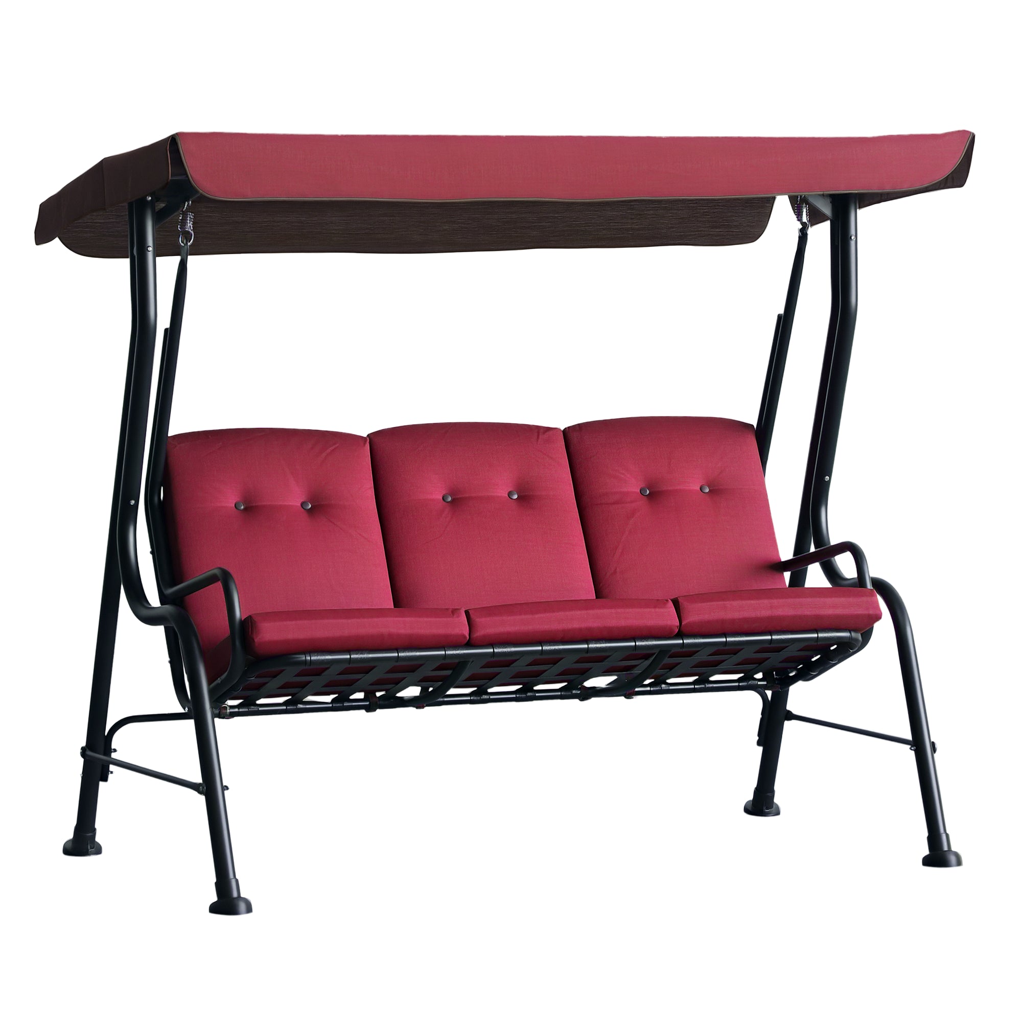 3-Person Porch Swing - Wine Red Canopy-DECOROLALA
