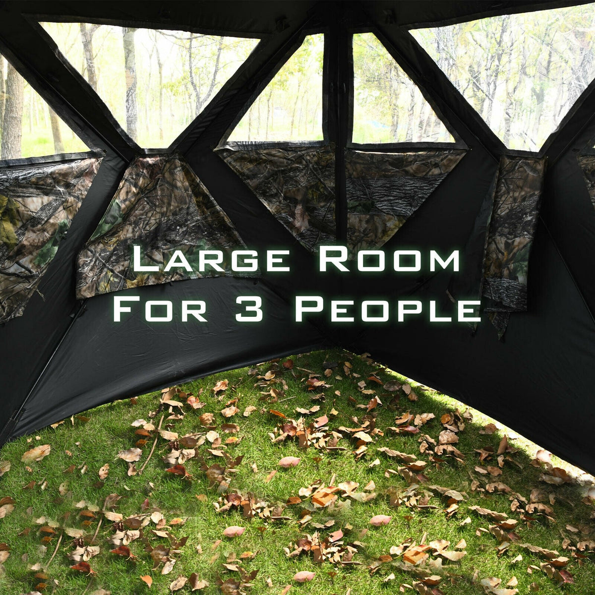 3 Person Portable Pop-Up Ground Hunting Blind with Tie-downs-Tents-DECOROLALA