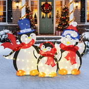 3-Piece 2D Lighted Penguin Family Christmas Decoration with 160 LED Lights-Christmas Decorations & Accessories-DECOROLALA