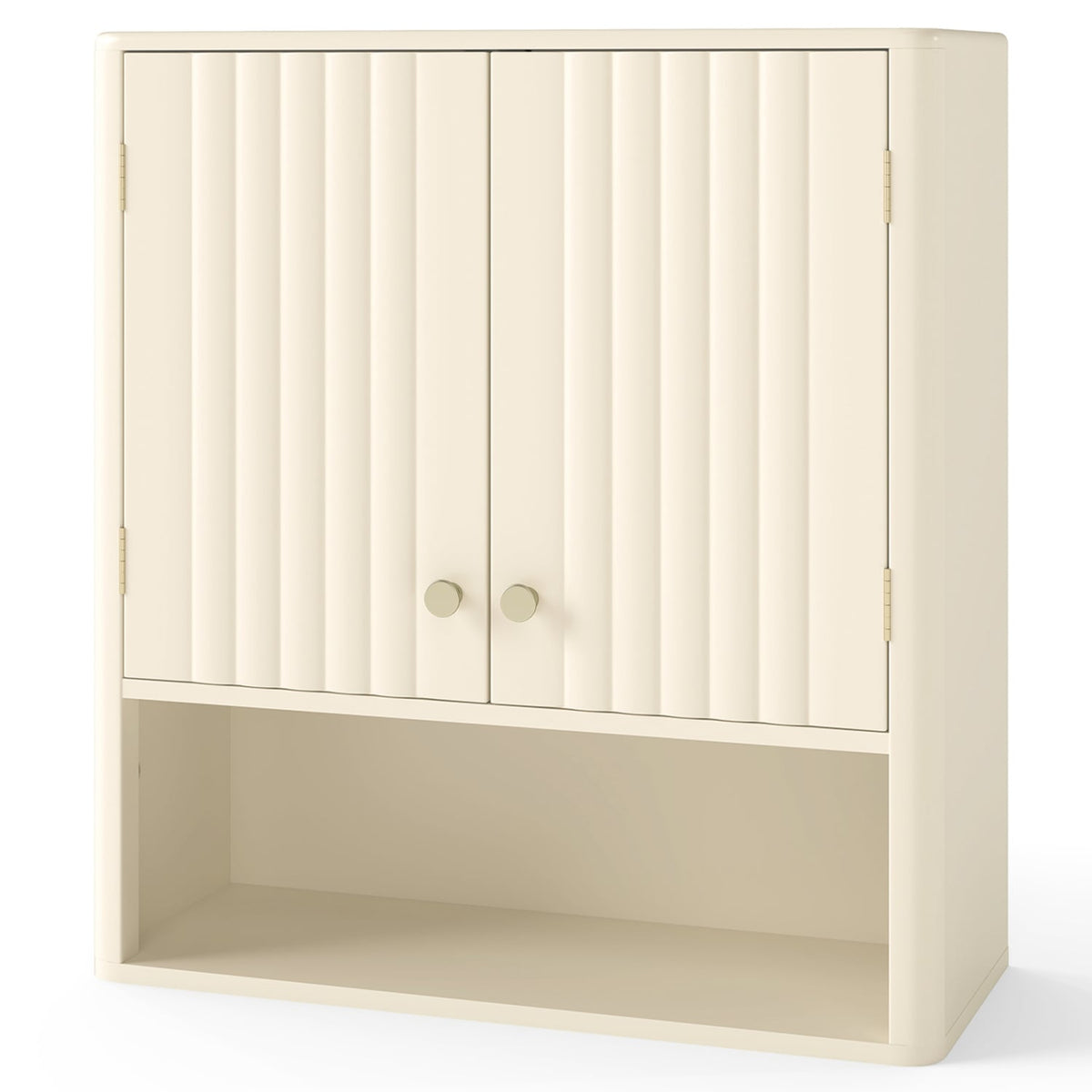 3-Piece Bathroom Cabinet Set - Fluted Doors Off-White MDF-Floor Cabinets-DECOROLALA