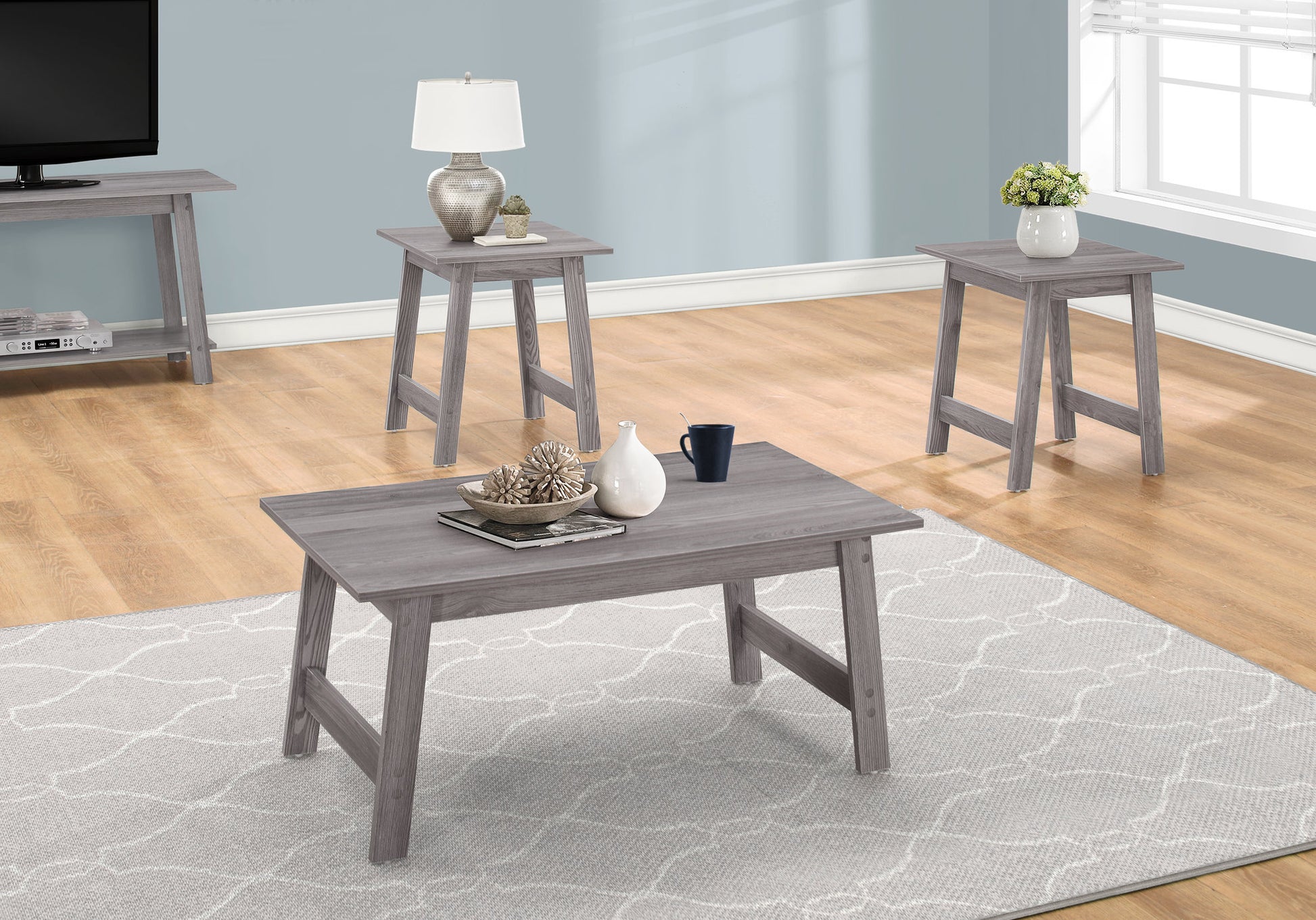 3-Piece Coffee Table Set, Espresso-Table Set-DECOROLALA