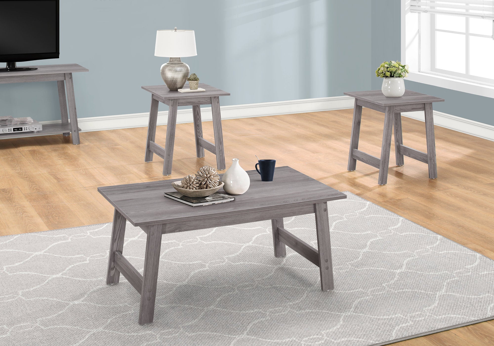 3-Piece Coffee Table Set, Espresso-Table Set-DECOROLALA