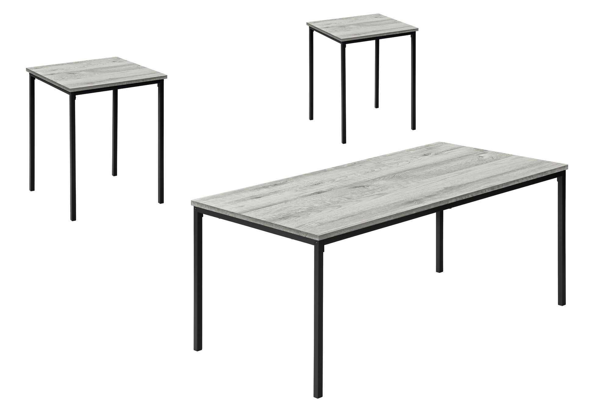 3-Piece Coffee Table Set White Marble Black Metal-Table Set-DECOROLALA