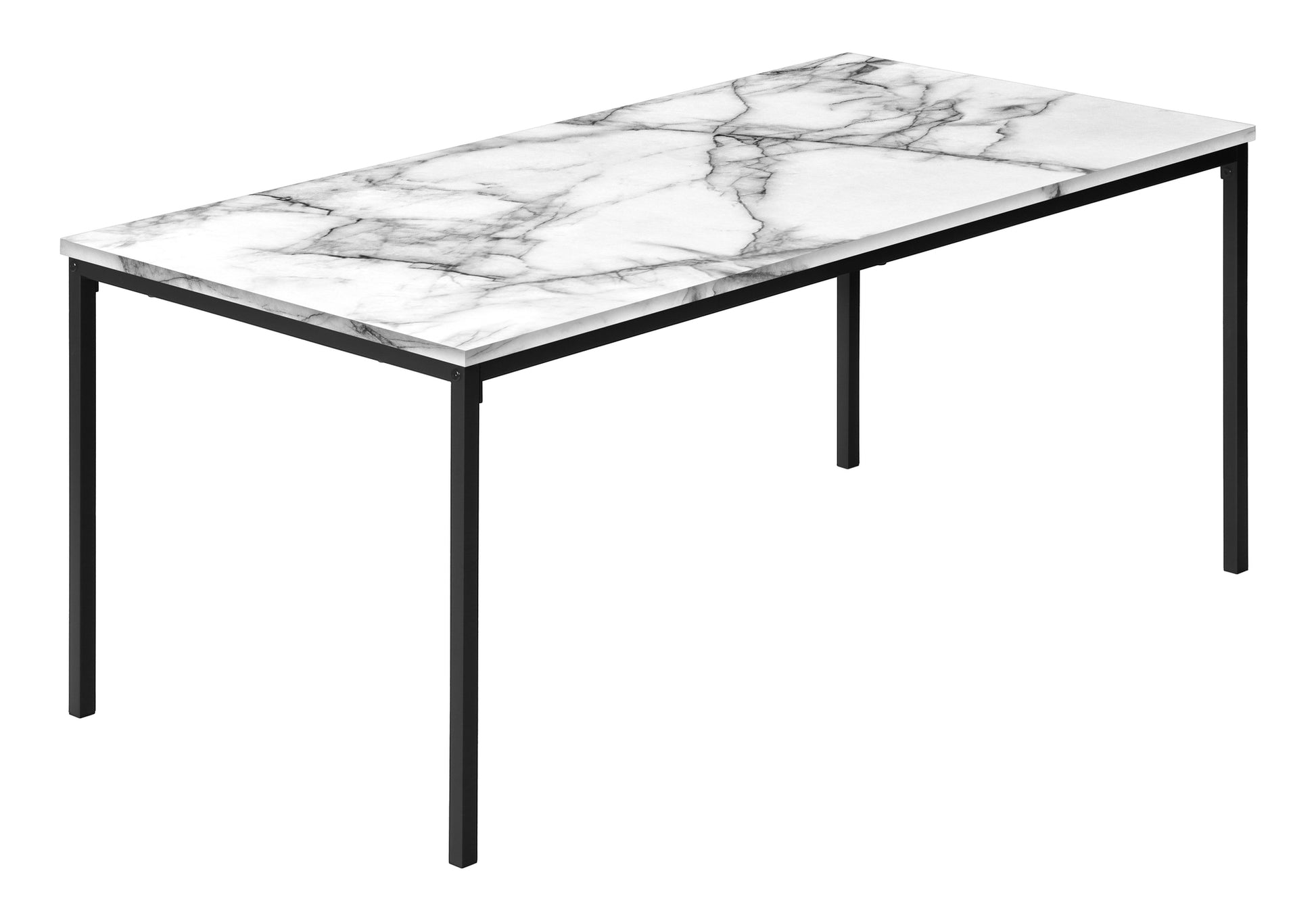 3-Piece Coffee Table Set White Marble Black Metal-Table Set-DECOROLALA
