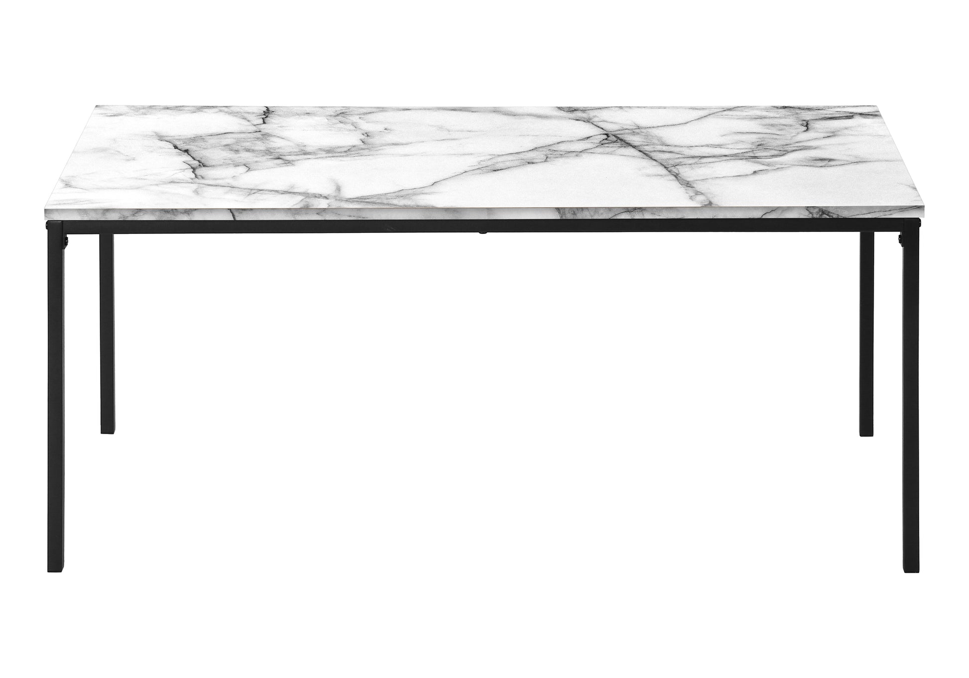 3-Piece Coffee Table Set White Marble Black Metal-Table Set-DECOROLALA