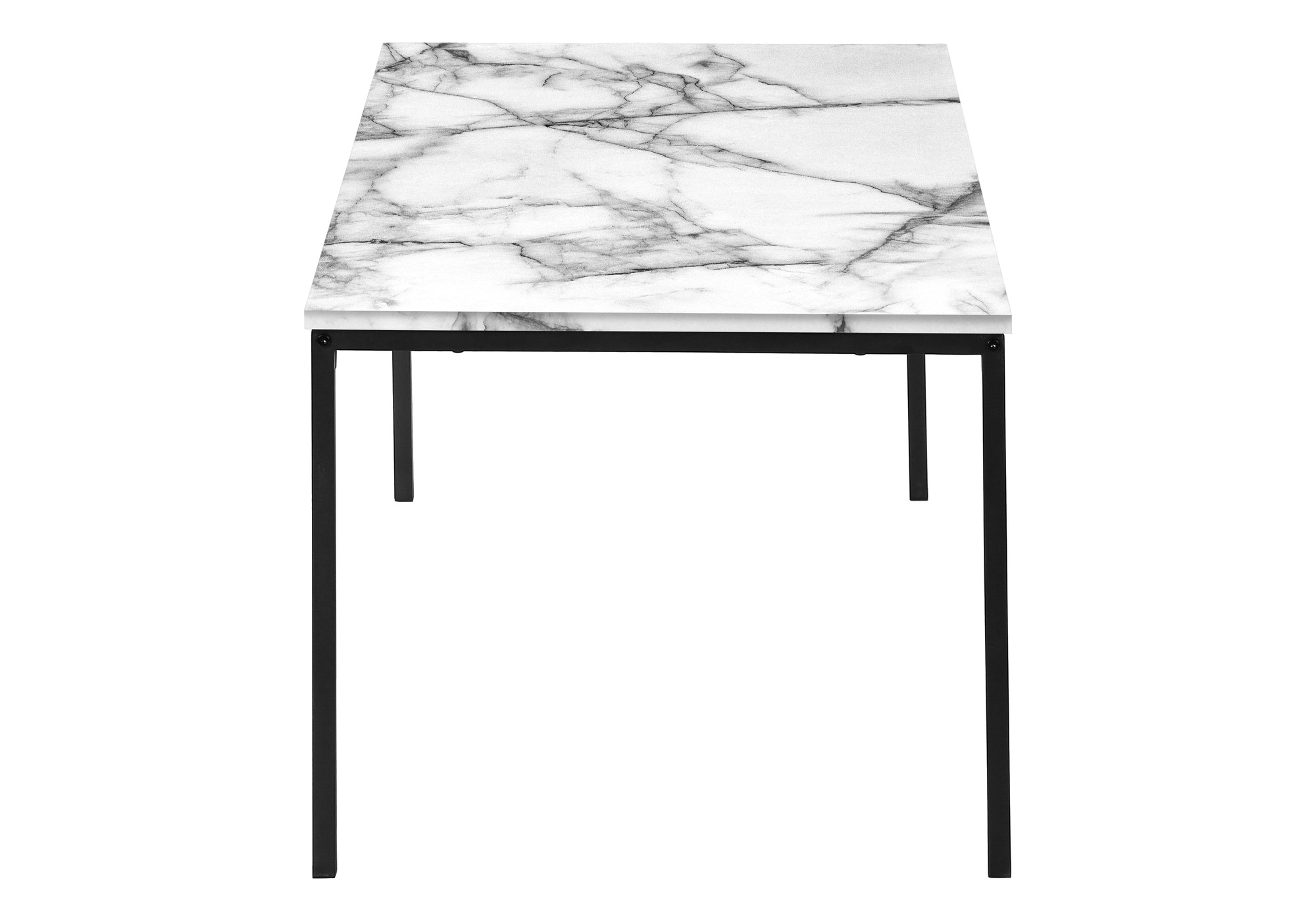 3-Piece Coffee Table Set White Marble Black Metal-Table Set-DECOROLALA