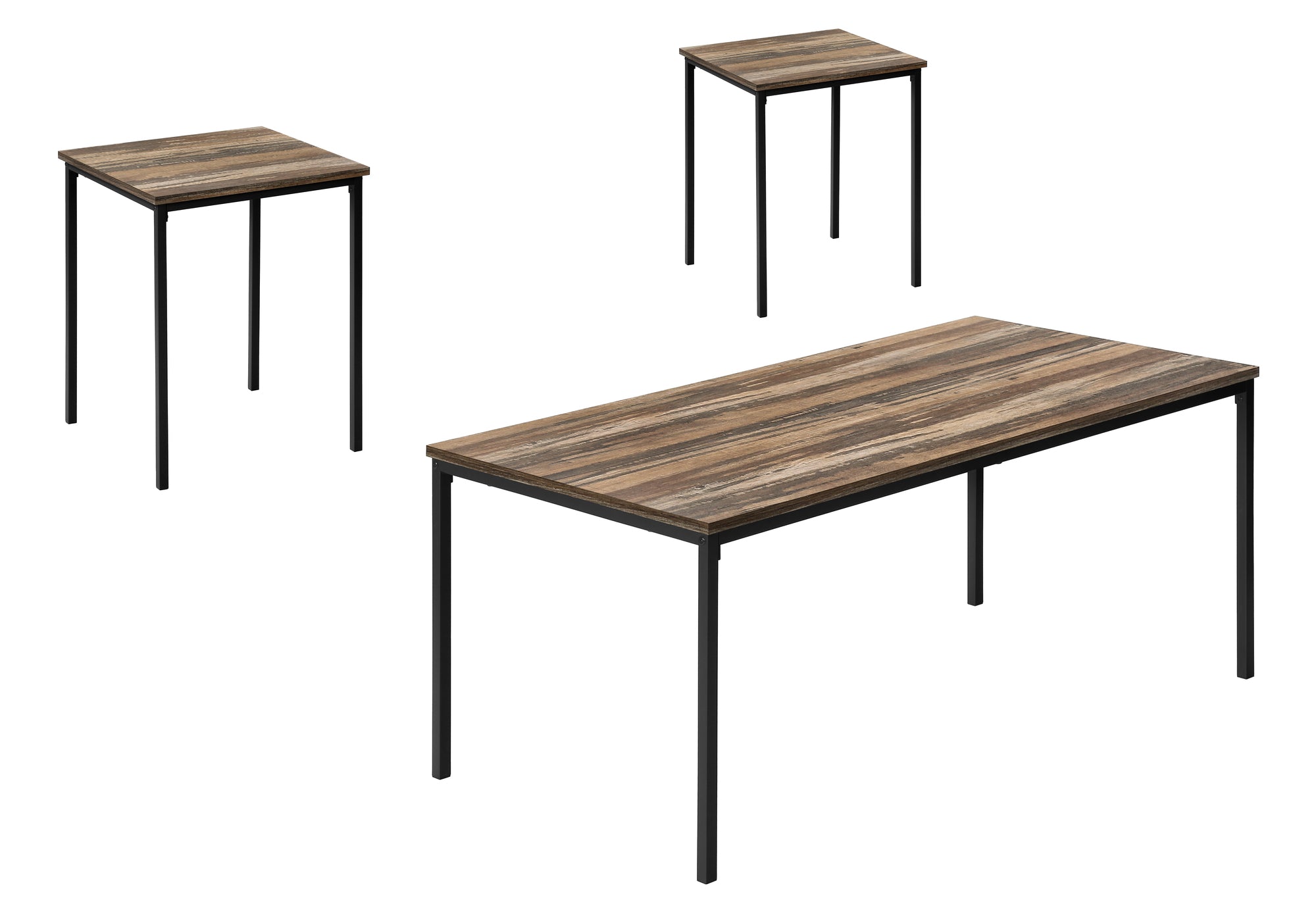 3-Piece Coffee Table Set White Marble Black Metal-Table Set-DECOROLALA