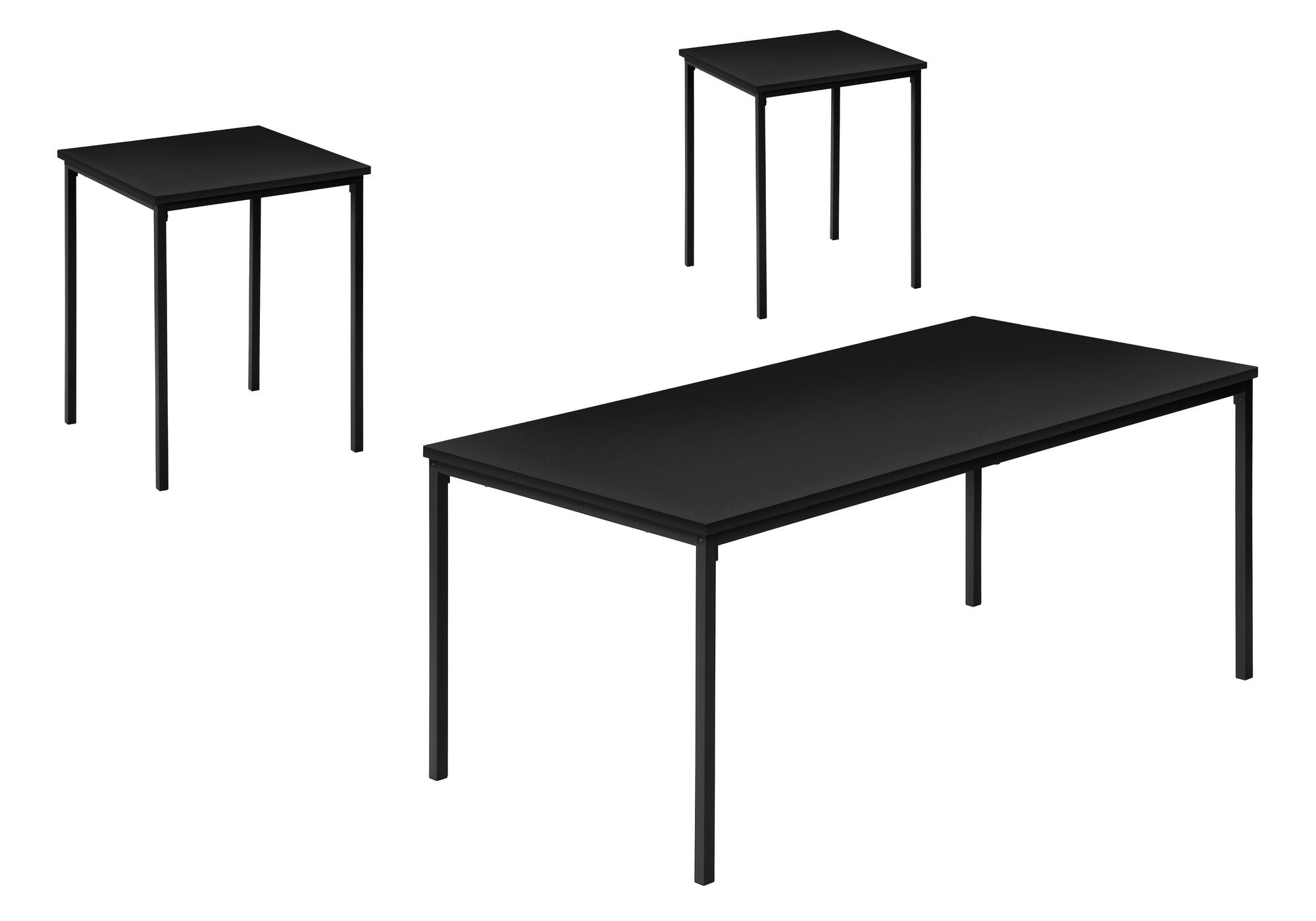 3-Piece Coffee Table Set White Marble Black Metal-Table Set-DECOROLALA