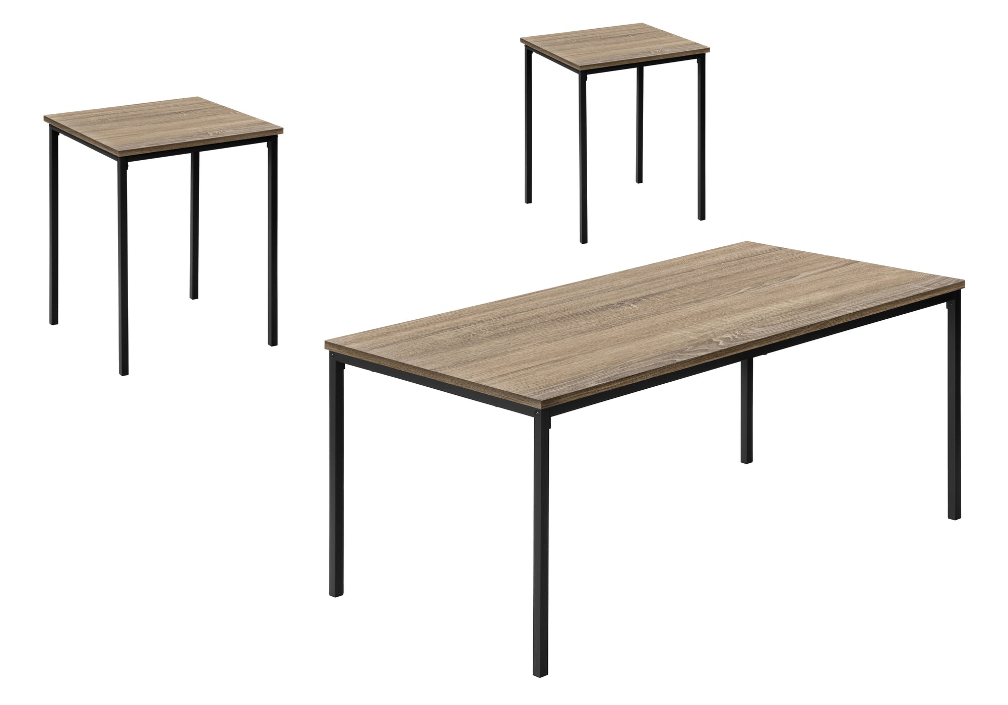 3-Piece Coffee Table Set White Marble Black Metal-Table Set-DECOROLALA