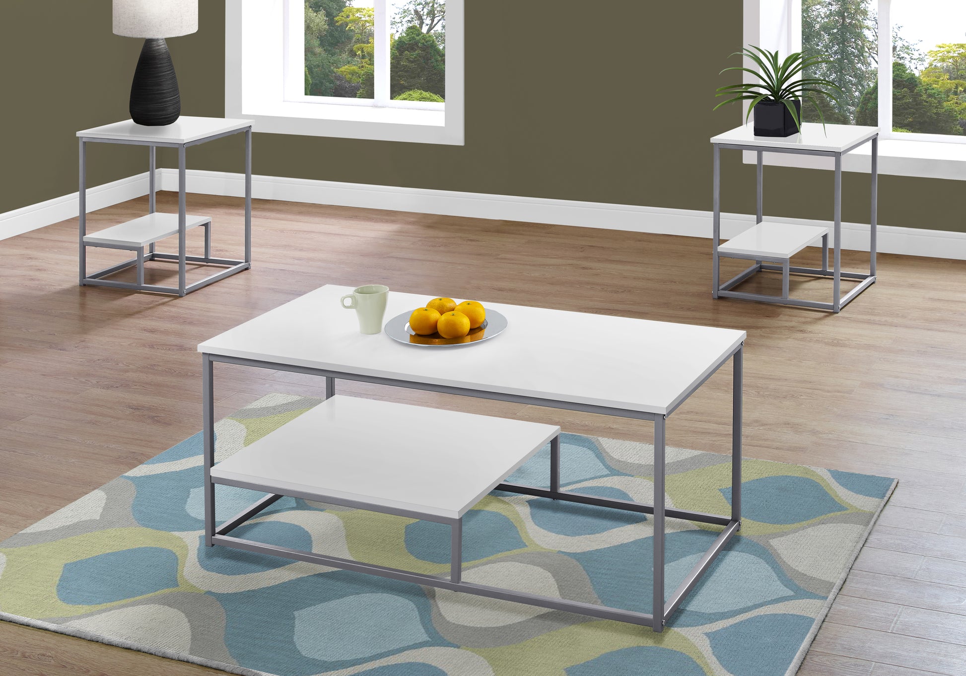 3-Piece Coffee Table Set with End Tables, Dark Taupe-Table Set-DECOROLALA