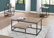 3-Piece Coffee Table Set with End Tables, Dark Taupe-Table Set-DECOROLALA