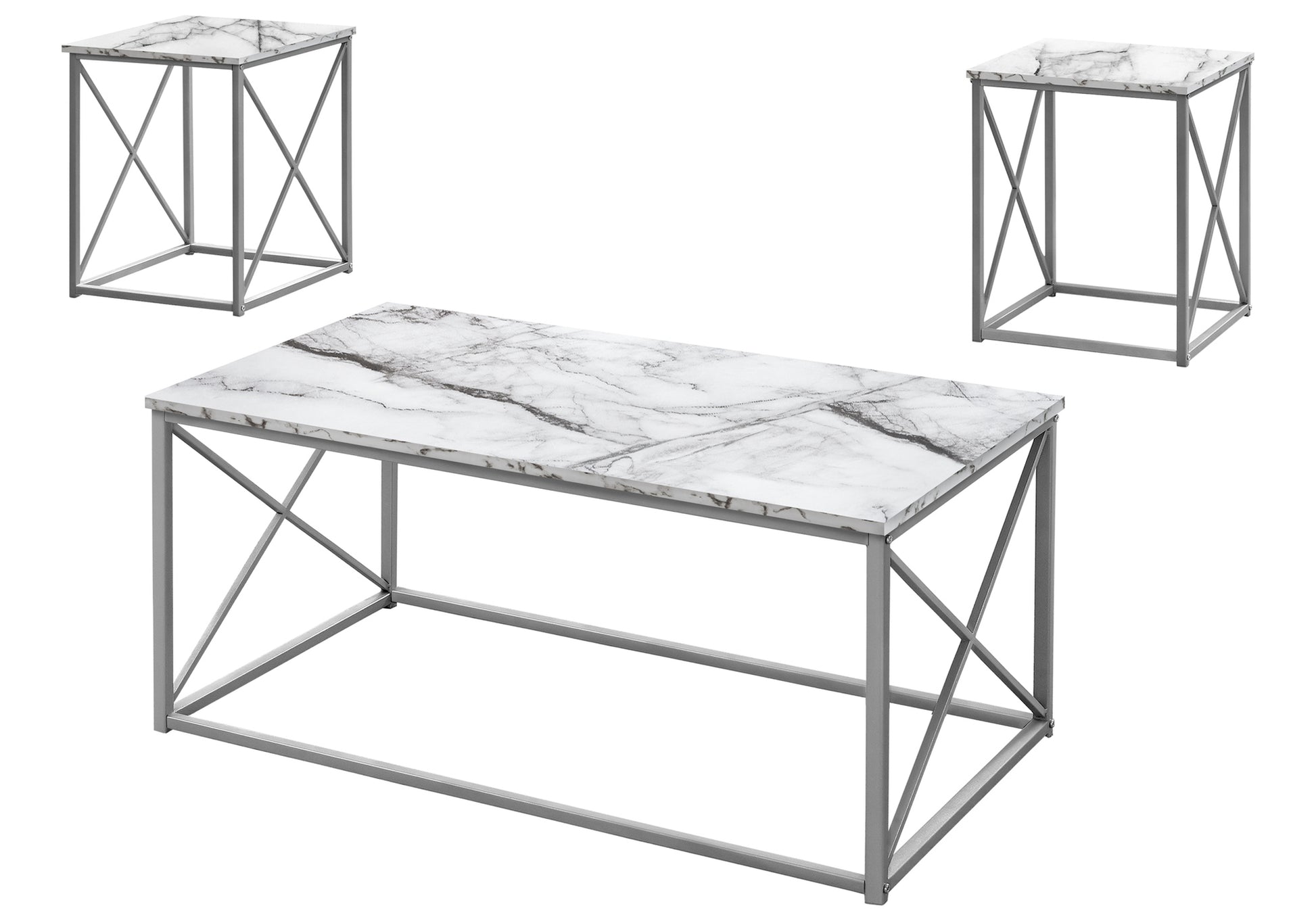 3-Piece Coffee Table Set with End Tables, Taupe Wood-Table Set-DECOROLALA
