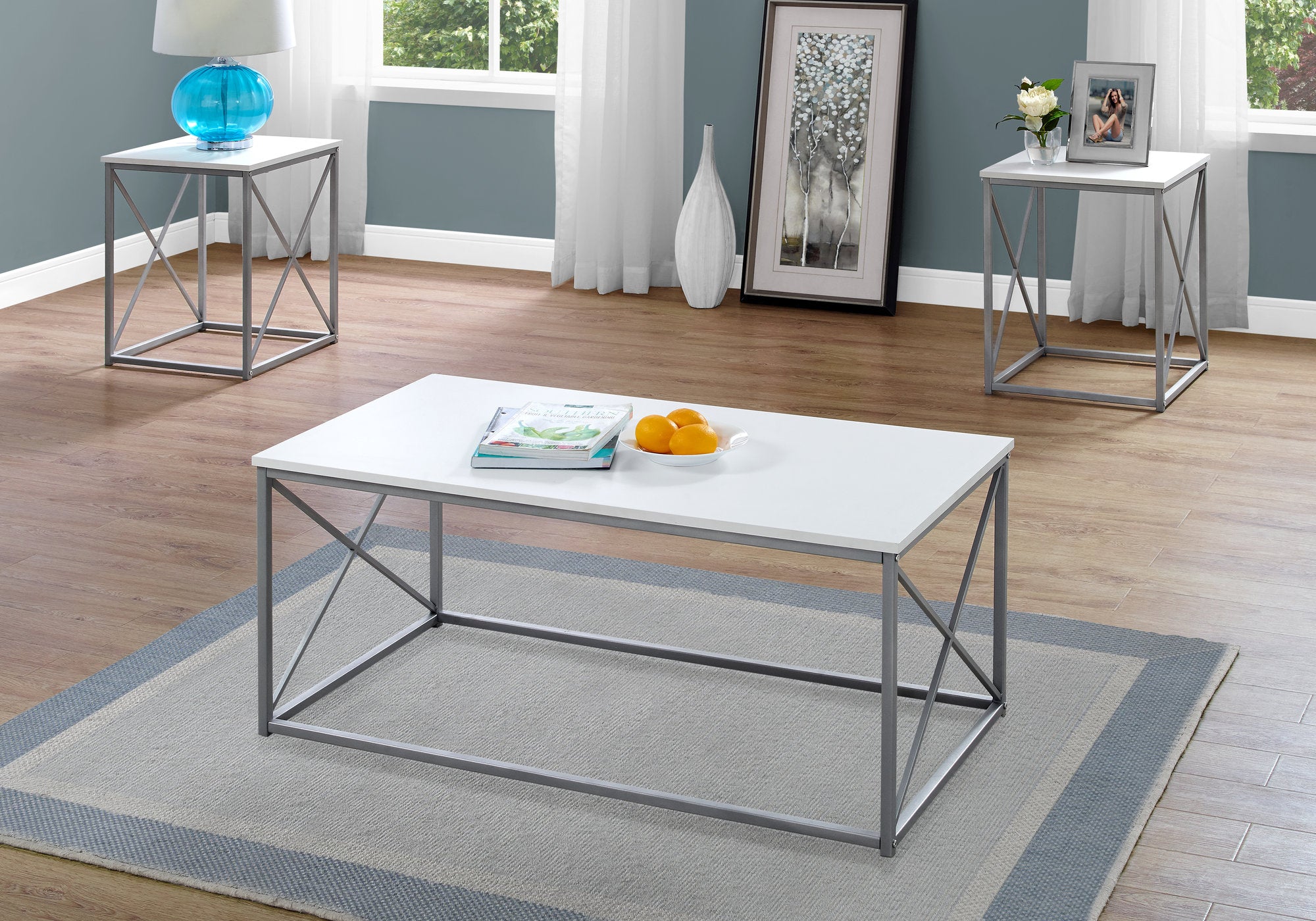 3-Piece Coffee Table Set with End Tables, Taupe Wood-Table Set-DECOROLALA