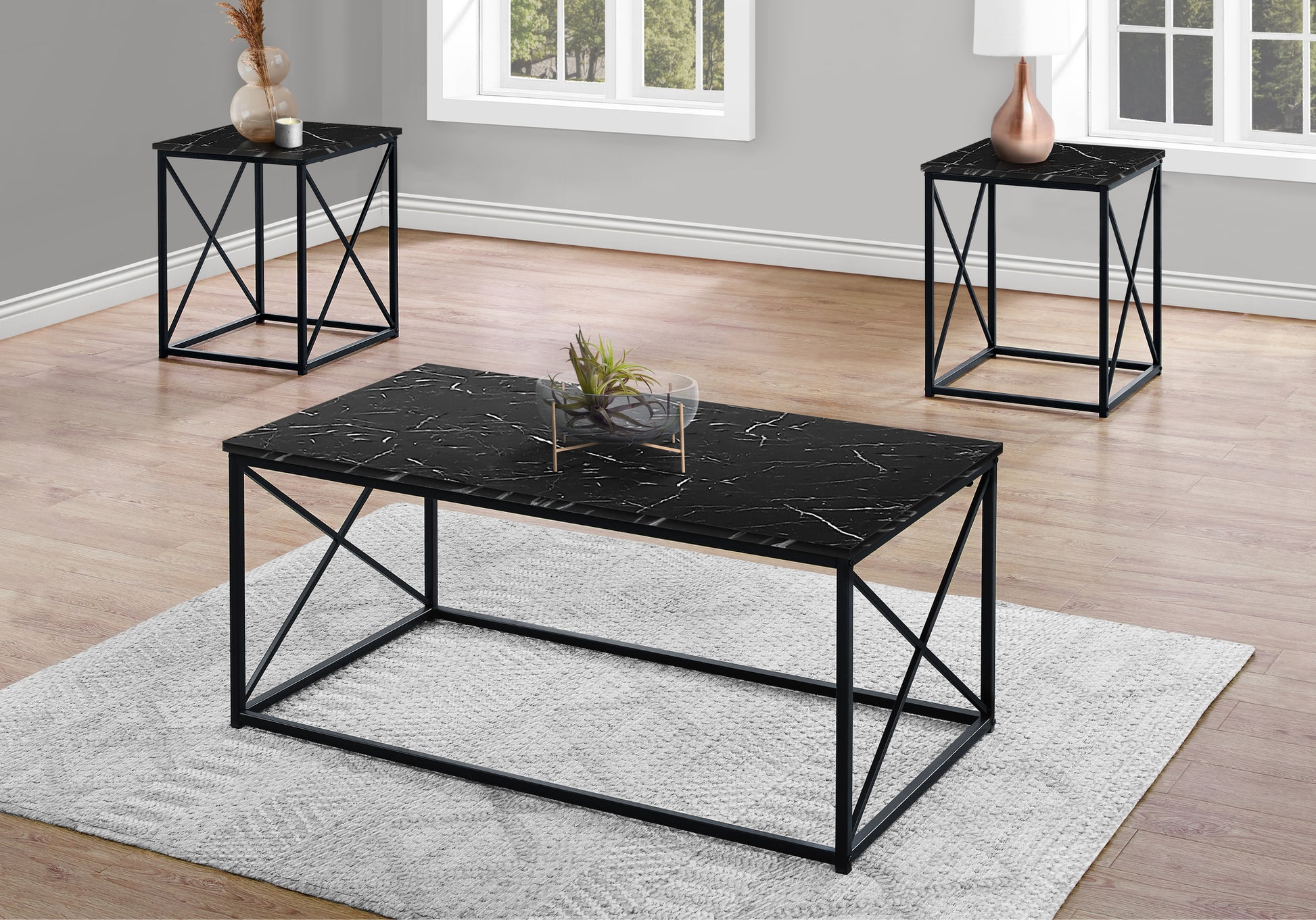 3-Piece Coffee Table Set with End Tables, Taupe Wood-Table Set-DECOROLALA