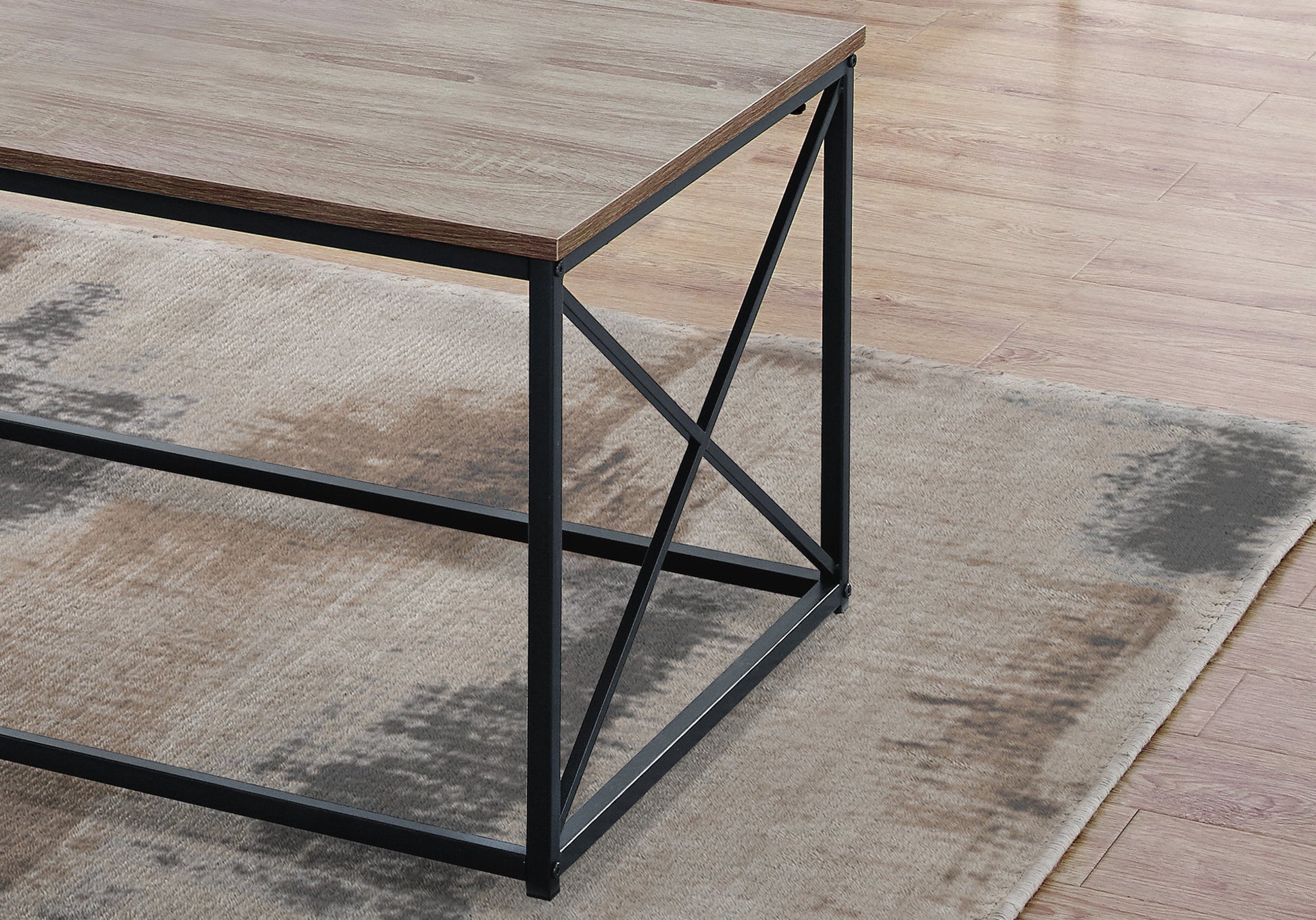 3-Piece Coffee Table Set with End Tables, Taupe Wood-Table Set-DECOROLALA