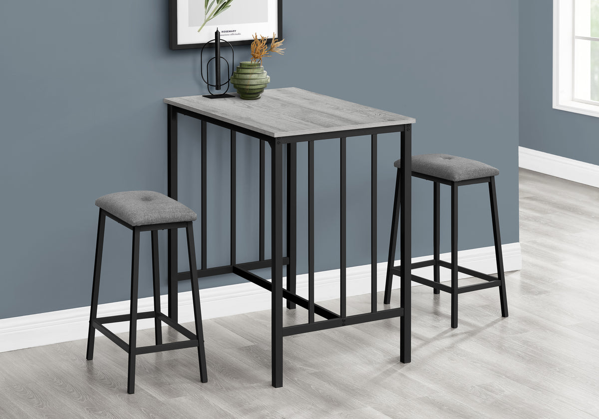 3-Piece Counter Height Dining Set, Taupe/Black-Dining Room Sets-DECOROLALA