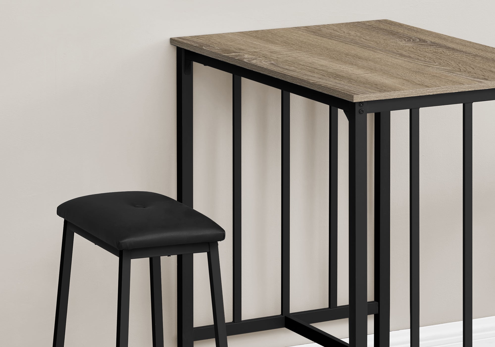 3-Piece Counter Height Dining Set, Taupe/Black-Dining Set-DECOROLALA