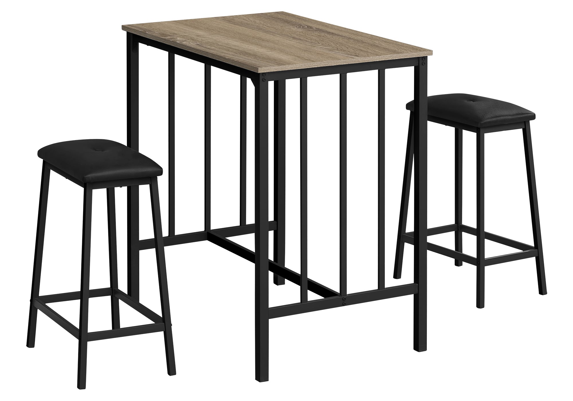 3-Piece Counter Height Dining Set, Taupe/Black-Dining Set-DECOROLALA