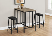 3-Piece Counter Height Dining Set, Taupe/Black-Dining Set-DECOROLALA